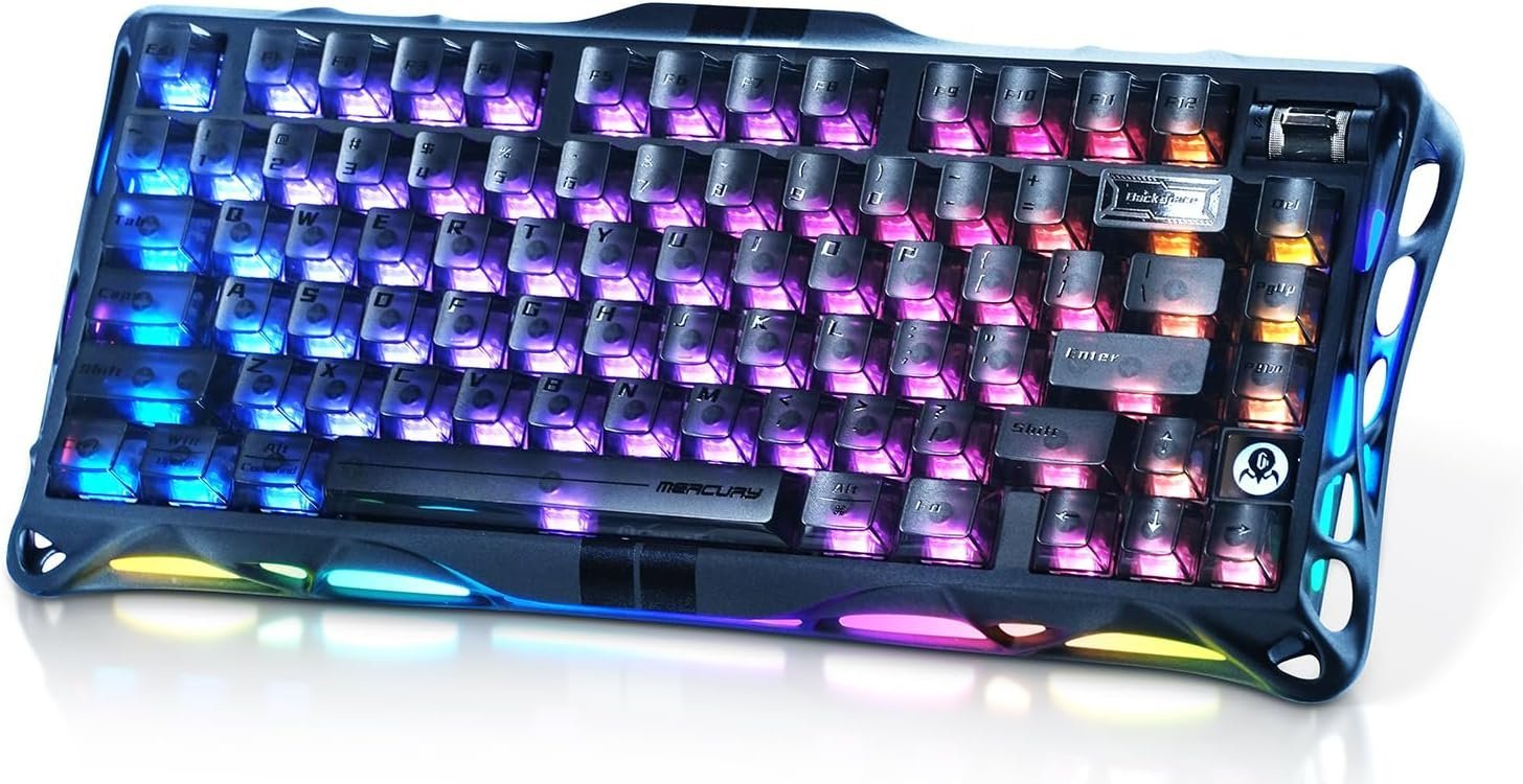 GravaStar Mercury V75 HE Keyboard, 75% Hall‑Effect Magnetic Switch Gaming Keyboard, 8000 Hz Polling, 0.005RT, Wired USB-C, RGB Backlit, Adjustable Actuation, Semi‑Aluminum Chassis-Stealth Black